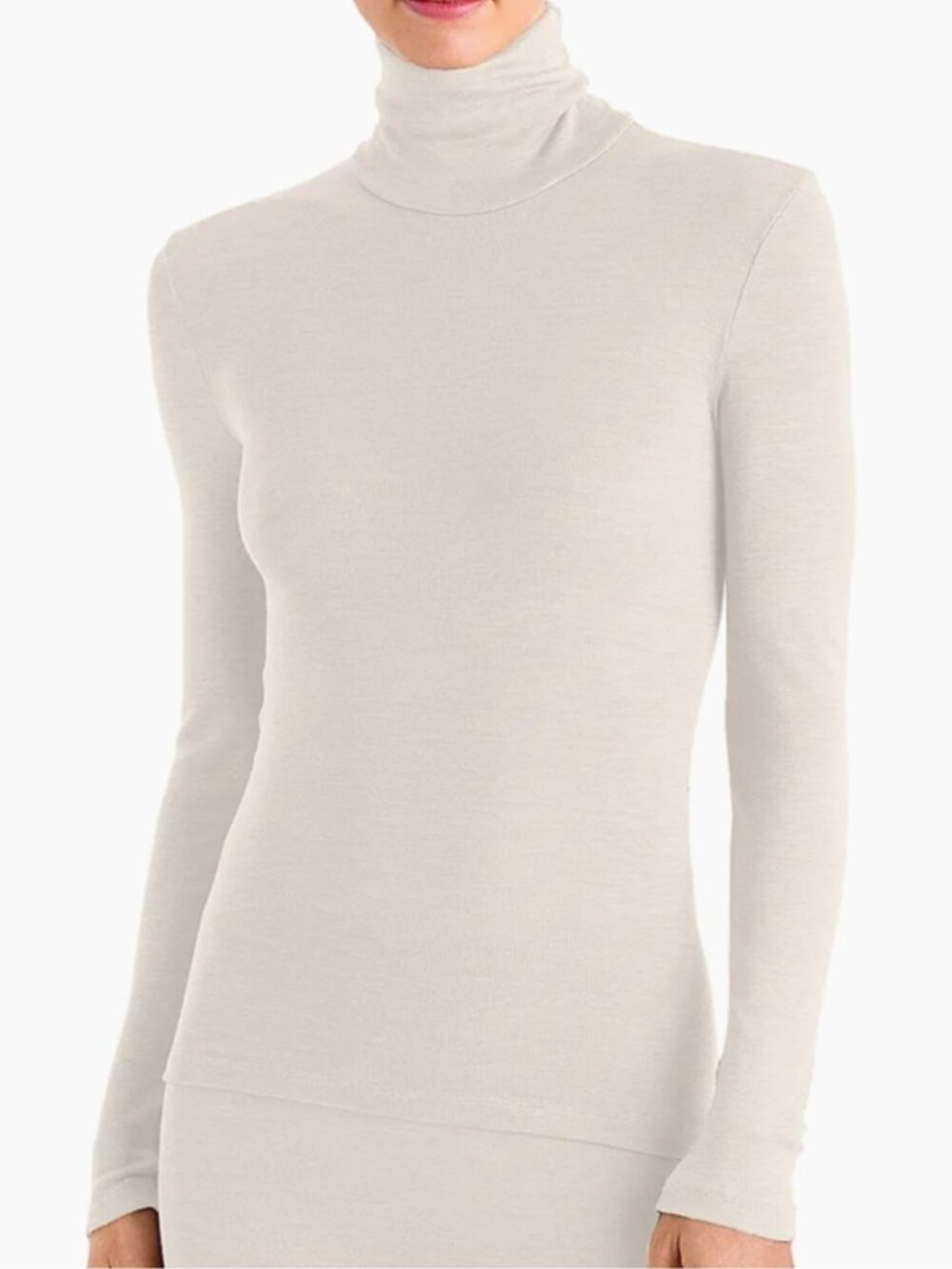 NANRO Wool & Silk Classic Women's Cream Turtleneck Long Sleeve Pullover XL - Picture 2 of 8